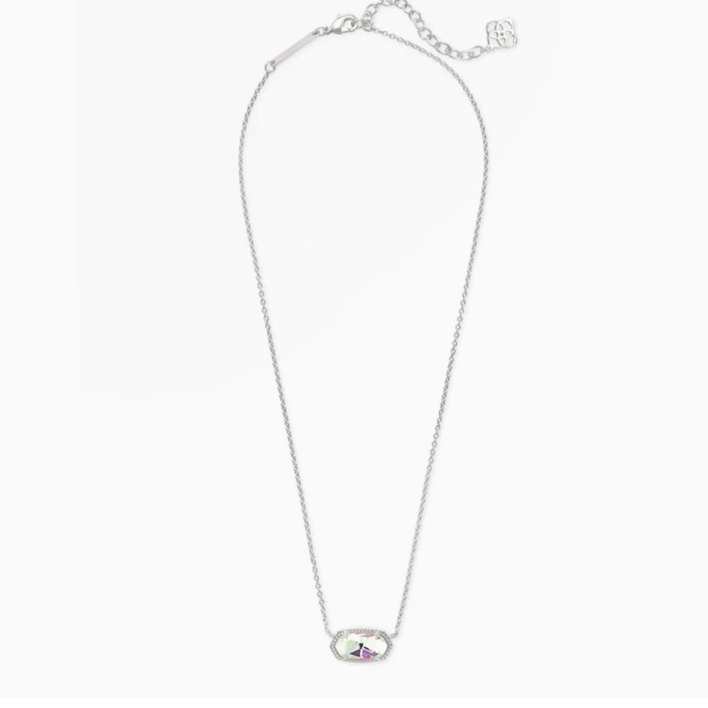 Elisa Pendant Necklace In Silver color: Dichroic Glass